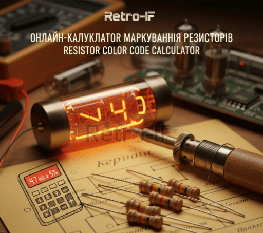 Online resistor color code calculator for 4 and 5 bands on Retro-IF.com.ua / Онлайн-калькулятор маркування резисторів